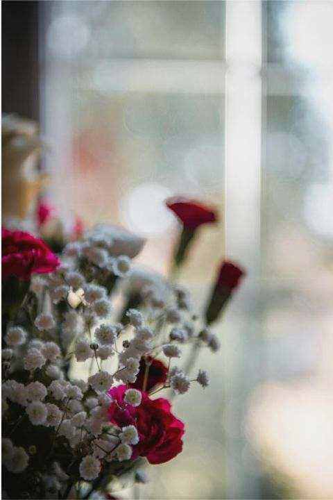 Reception table with centred florals
